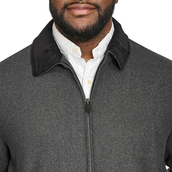 Dockers Men's Wool Blend Quilted Bib Jacket Coat Charcoal (Without Bib)